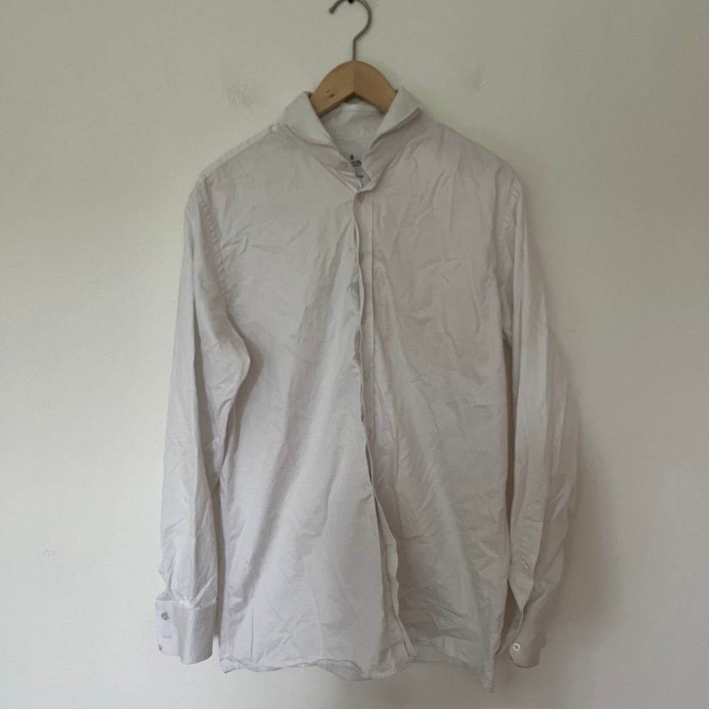 Mens Emanuel Berg Luxury Slim fit White Long Sleeve Cotton Dress Shirt 17 43cm